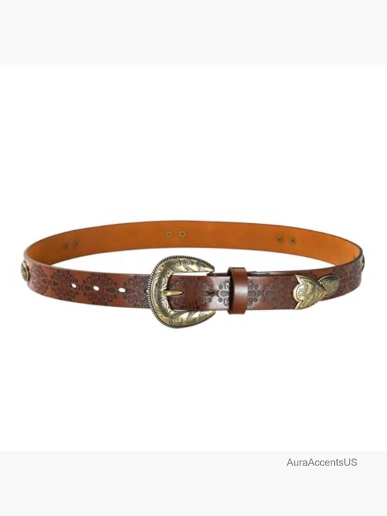 Western Cowgirl Belt with Vintage Buckle for Jeans - Faux Leather Medium Belt - main image 7